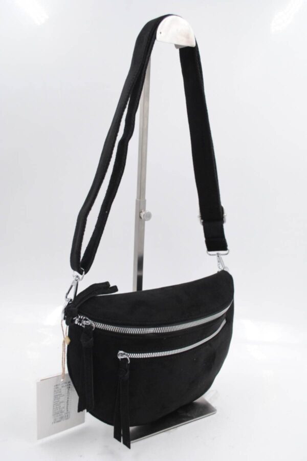 Sac banane bandoulière velours noir – Image 3