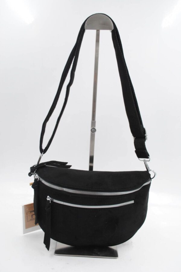 Sac banane bandoulière velours noir – Image 2