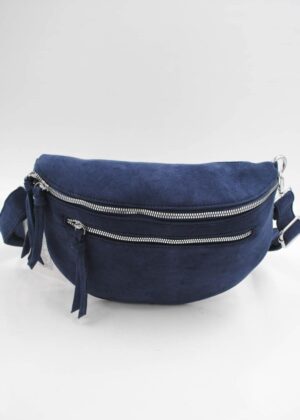 Sac banane bandoulière velours bleu marine
