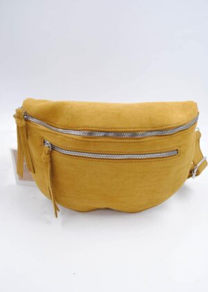 Sac banane bandoulière velours moutarde