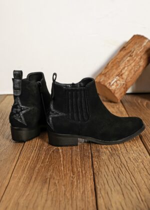 Santiag bottines noir étoile léopard