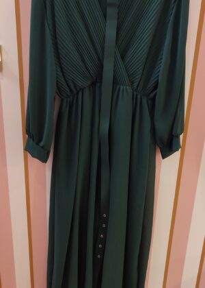 Robe grande taille longue plissée kaki avec ceinture