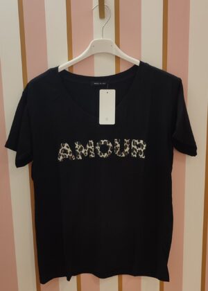 Tee-shirt grande taille amour léopard noir