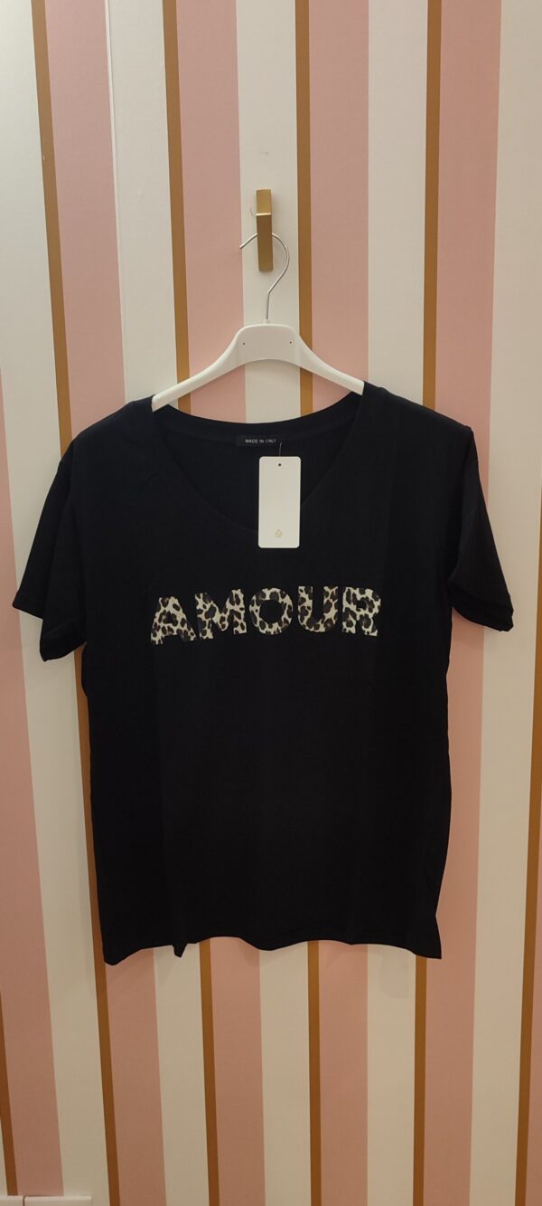Tee-shirt grande taille amour léopard noir