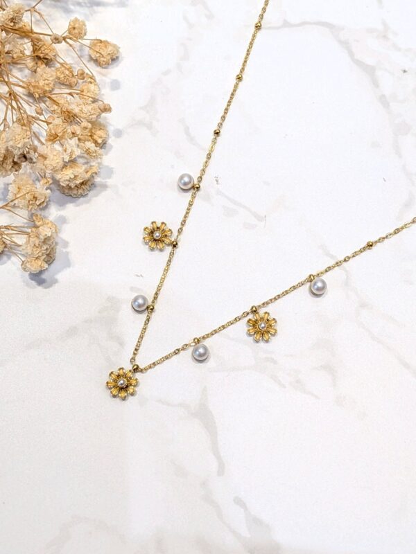 Collier fleurs charms doré acier inoxydable 