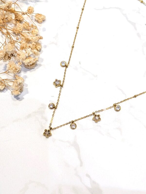 Collier étoiles charms doré acier inoxydable 