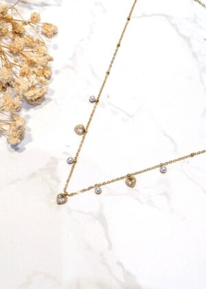 Collier coeurs charms doré acier inoxydable