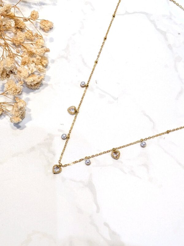 Collier coeurs charms doré acier inoxydable