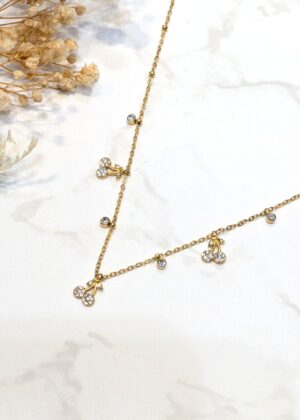 Collier cerises charms doré acier inoxydable