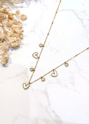 Collier coeur charms doré acier inoxydable
