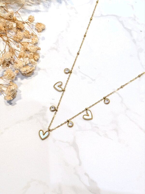 Collier coeur charms doré acier inoxydable