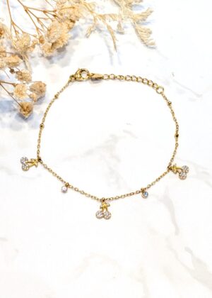 Bracelet cerises charms doré acier inoxydable