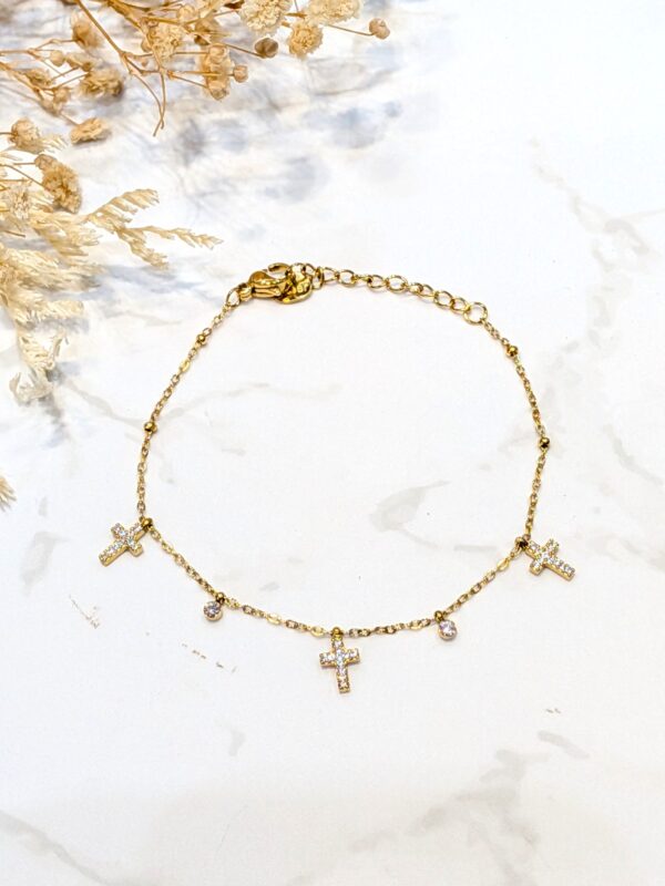 Bracelet croix charms doré acier inoxydable