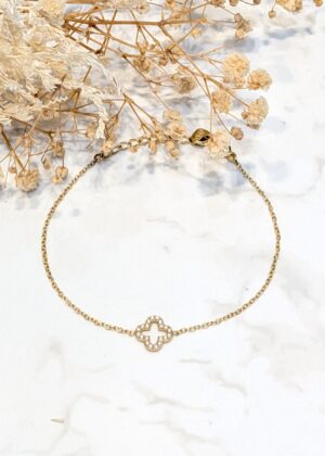 Bracelet fleur doré acier inoxydable