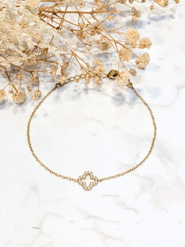 Bracelet fleur doré acier inoxydable