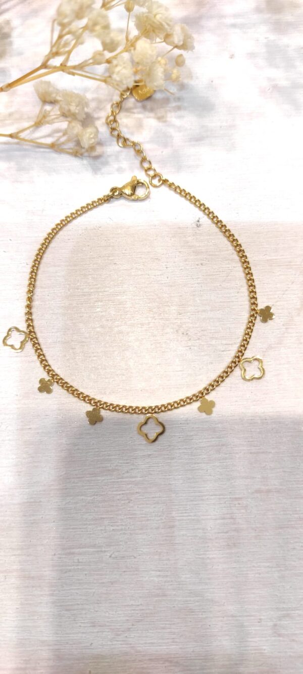Bracelet trèfles charms doré acier inoxydable