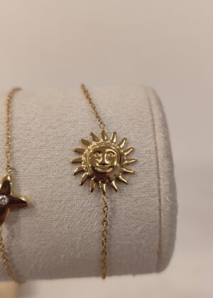 Bracelet soleil doré acier inoxydable