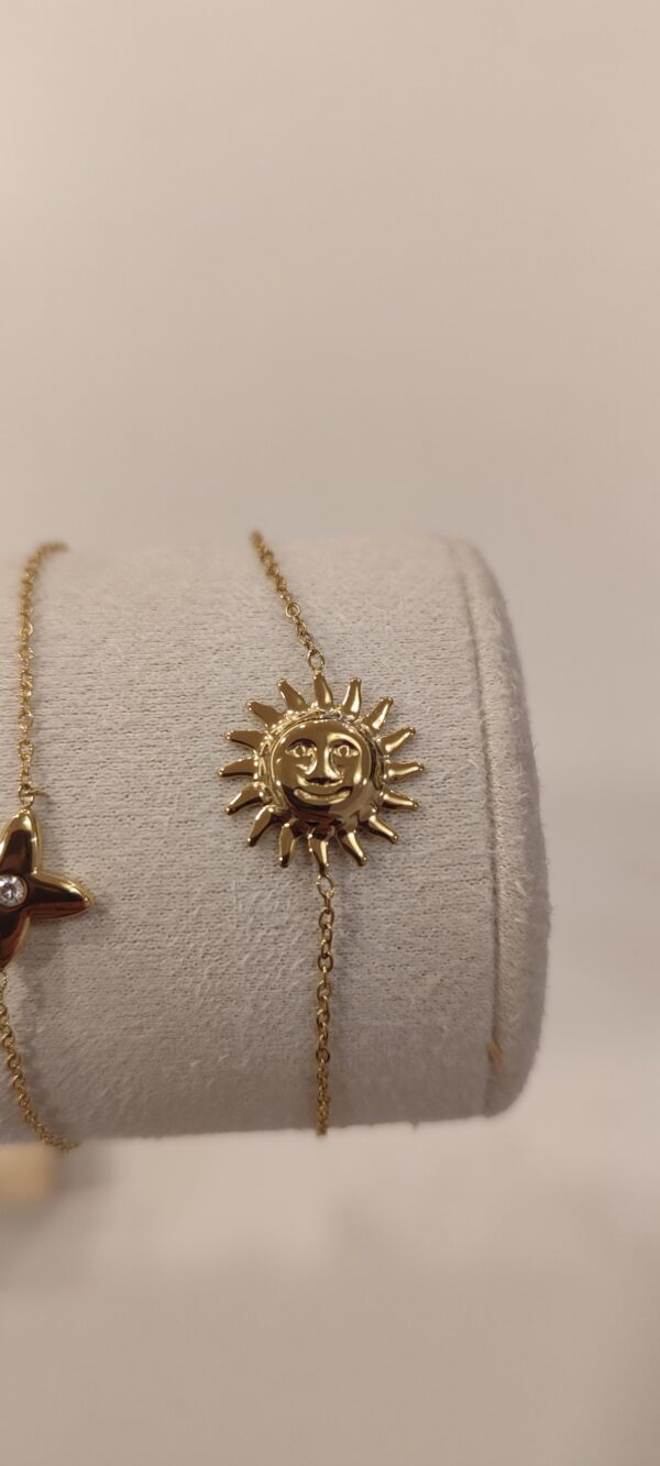 Bracelet soleil doré acier inoxydable
