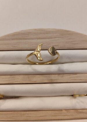 Bague sirène réglable dorée acier inoxydable