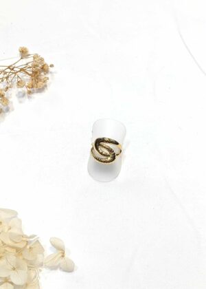 Bague anneaux réglable dorée acier inoxydable