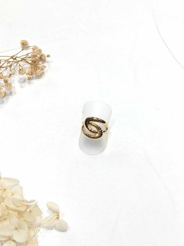 Bague anneaux réglable dorée acier inoxydable