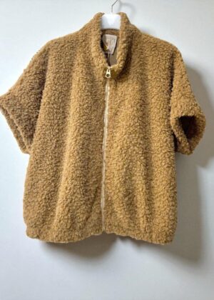 Veste mouton April Vintage camel manches courtes