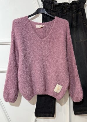 Pull col V April Vintage rose