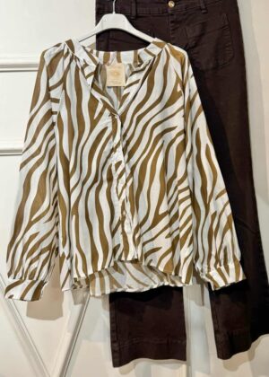Chemise April Vintage zébré blanc et camel doré