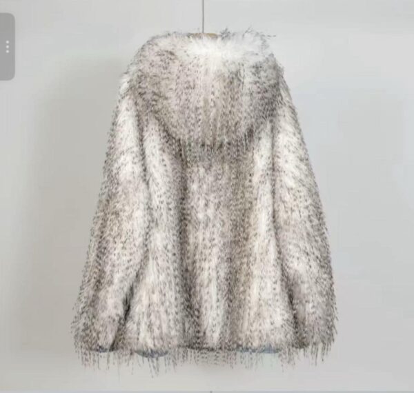 Manteau April Vintage longs poils écru oversize – Image 2