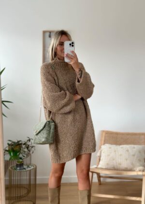 Robe April Vintage laine beige taille unique 36/46 loose