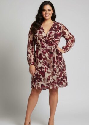 Robe courte manches longues  bordeaux