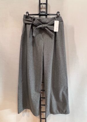Pantalon palazzo épais poches et ceinture gris chiné belle taille