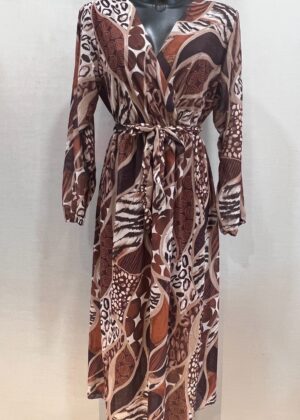 Robe longue motifs marron