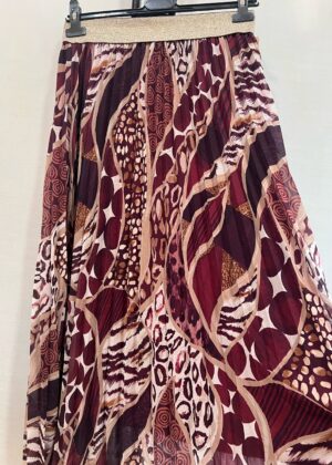 Jupe plissée élastique motifs bordeaux belle taille