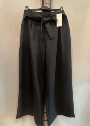 Palazzo noir pantalon large ceinture