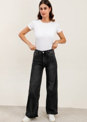 Jeans gris foncé wide leg jambes larges