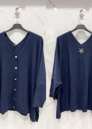 Gilet grande taille boutons doré marine