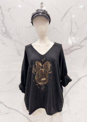 Pull grande taille Minnie doré et noir
