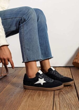 Basket noir findlay étoile blanche style pilou brillant