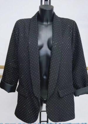 Veste blazer noir et strass argentés petite et belle taille