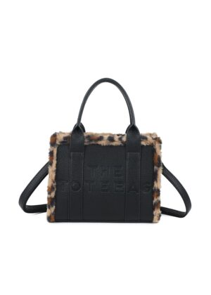 Sac à main fourrure léopard et noir Gallantry