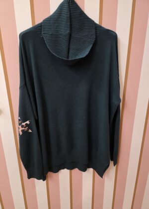 Pull col roulé April Vintage étoile léopard noir