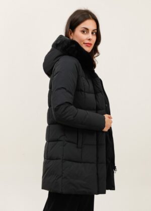 Doudoune chaude capuche noir déperlante