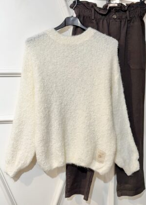 Pull April Vintage rol rond blanc
