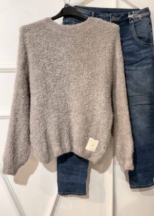 pull April Vintage Col rond beige clair