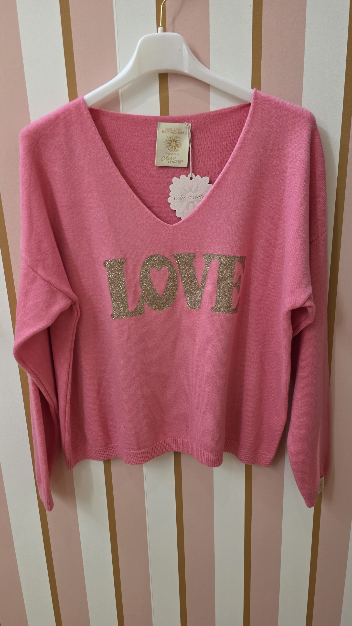 Pull April Vintage rose LOVE col V