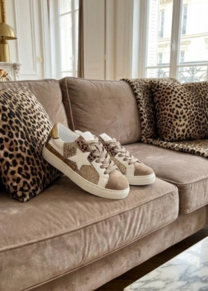 Baskets Findlay or et marron paillettes