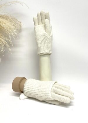 gants + mitaines amovibles écru