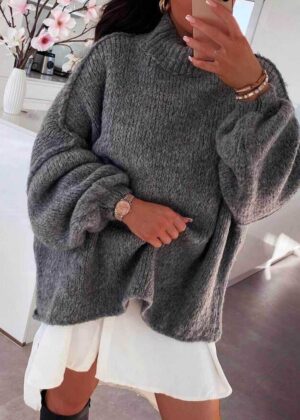 Pull oversize gris