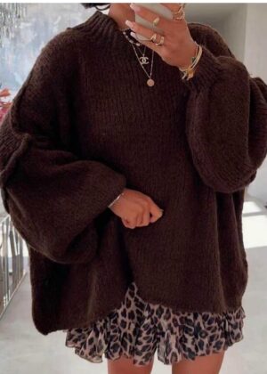 Pull oversize marron